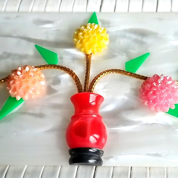 Vintage Princess Charming by Atlas Woven Wicker Rattan Floral Design Box Handbag - Picture 13 of 16